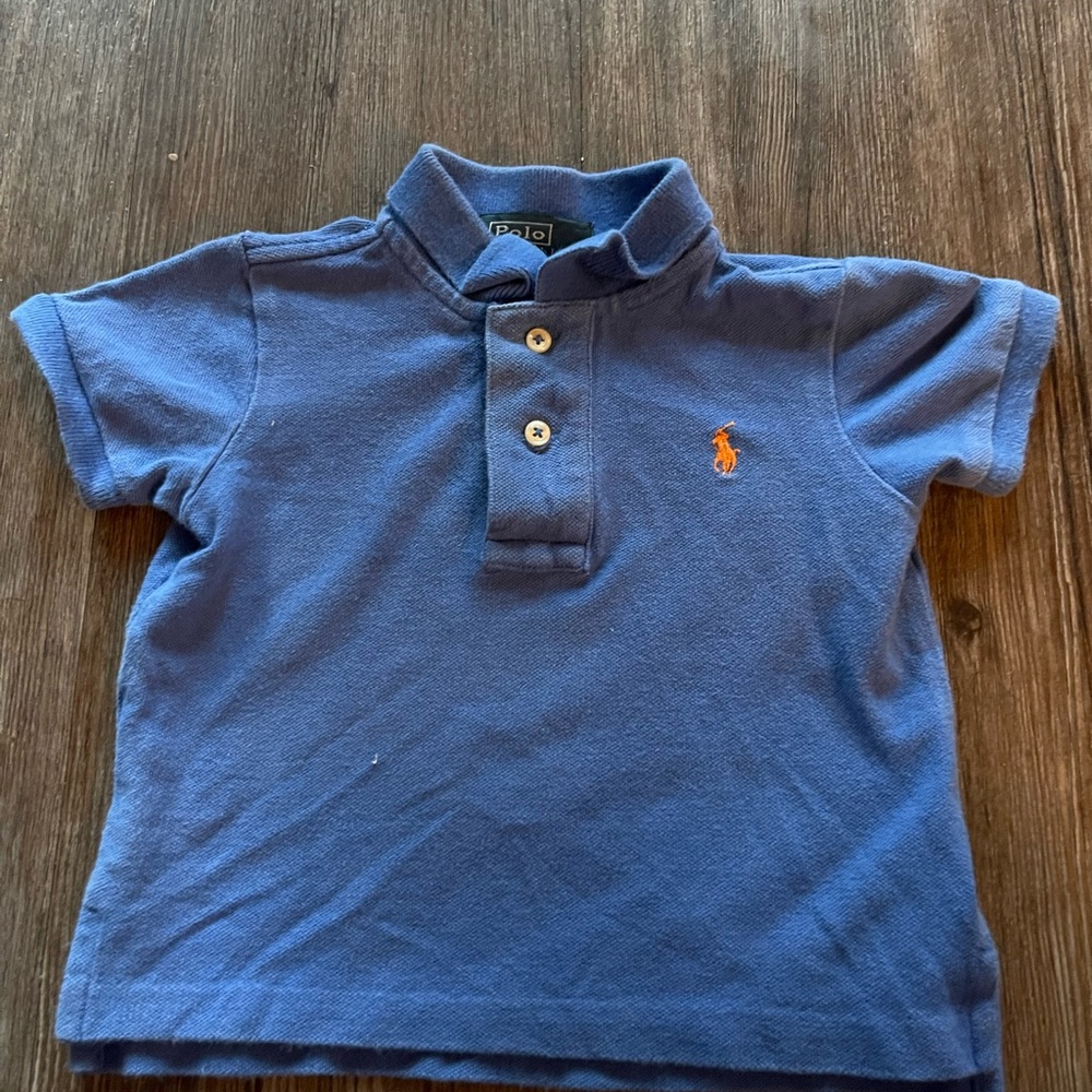 Ralph Lauren Kids Blue Polo Shirt with Orange Logo